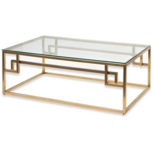 Ex Display - Anderson 1.2m Coffee Table - Glass Top - Brushed Gold Base by Interior Secrets - AfterPay Available