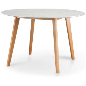Ex Display - Aron 120cm Round Marble Dining Table - Natural Base by Interior Secrets - AfterPay Available