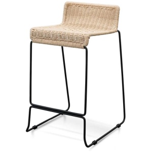 Ex Display - Bailey Bar Stool - Natural Cord Seat - Black Frame by Interior Secrets - AfterPay Available