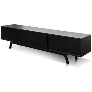 Ex Display - Ella 2.1m Wooden TV Unit - Full Black by Interior Secrets - AfterPay Available