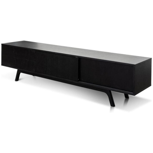 Ex Display - Ella 2.1m Wooden TV Unit - Full Black by Interior Secrets - AfterPay Available
