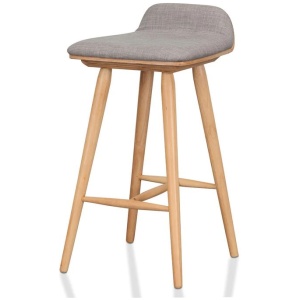 Ex Display - Finn 65cm Fabric Bar Stool - Grey - Natural by Interior Secrets - AfterPay Available