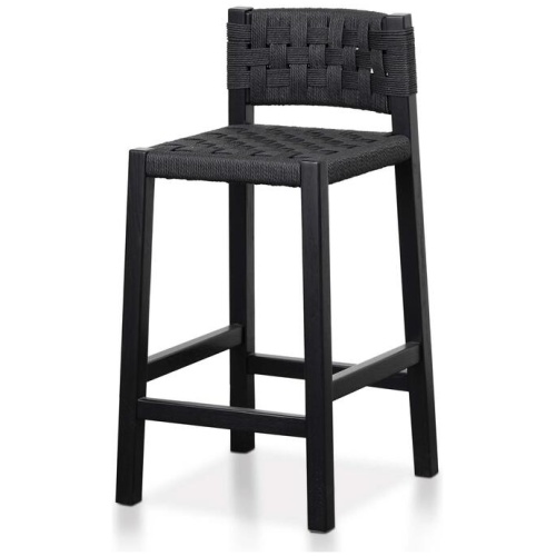 Ex Display - Jolen Rattan Bar Stool - Black with Back by Interior Secrets - AfterPay Available