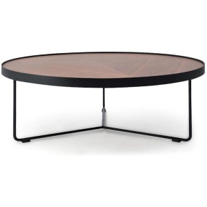 Ex Display - Luna 90cm Round Coffee Table - Walnut Top - Black Frame by Interior Secrets - AfterPay Available