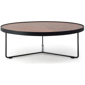 Ex Display - Luna 90cm Round Coffee Table - Walnut Top - Black Frame by Interior Secrets - AfterPay Available