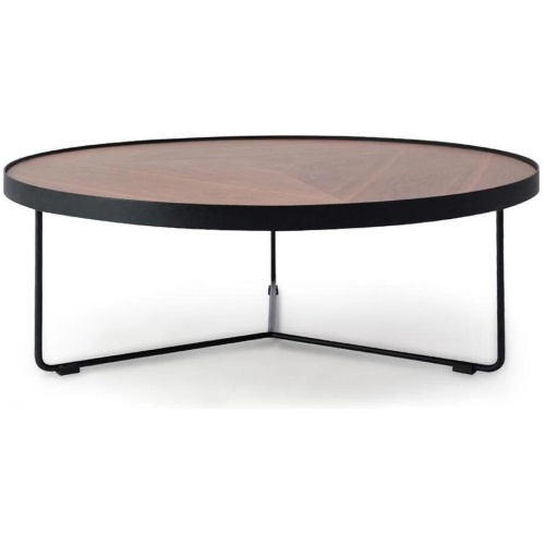 Ex Display - Luna 90cm Round Coffee Table - Walnut Top - Black Frame by Interior Secrets - AfterPay Available