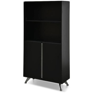 Excel 2 Door Wooden Cabinet with Bookshelf - Black by Interior Secrets - AfterPay Available