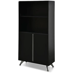 Excel 2 Door Wooden Cabinet with Bookshelf - Black by Interior Secrets - AfterPay Available