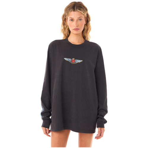 Felle Bondi Lovers Long Sleeve Moto Tee Washed Black