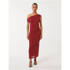 Forever New Women's Anais Petite Mesh Midi Dress in Winery