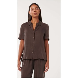 Forever New Women's Betsy Cupro Shirt in Dark Chocolate Co-Ord