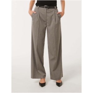 Forever New Women's Bonnie Belted Wide Leg Pants in Herringbone Grey