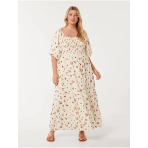 Forever New Women's Brynleigh Curve Shirred Midi Dress in Paola Tropical