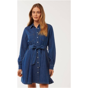 Forever New Women's Colette Denim Shirt Dress in Dark Wash