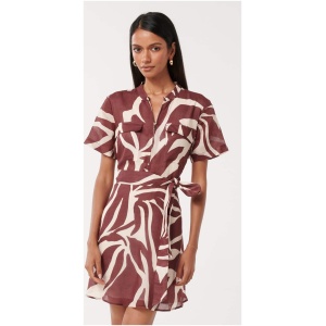Forever New Women's Eden Petite Zip Up Mini Dress in Dark Drew Abstract