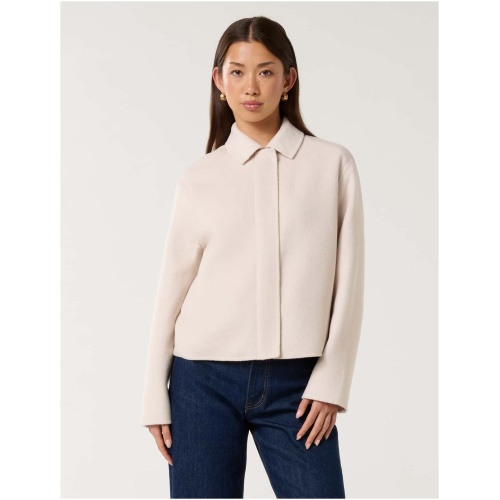 Forever New Women's Eden Zip-Through Felled Jacket in Cream