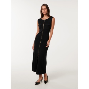 Forever New Women's Harriet Zip Through Midi Dress in Black