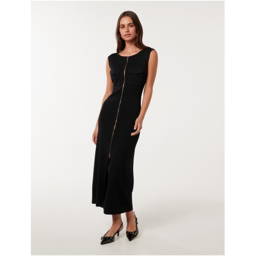 Forever New Women's Harriet Zip Through Midi Dress in Black