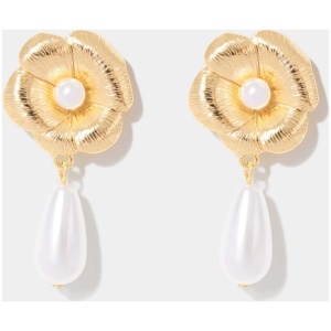Forever New Women's Jessica Flower Pearl Earrings in Pearl/Gold