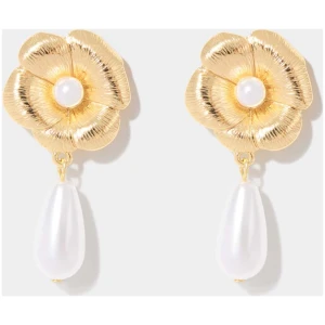 Forever New Women's Jessica Flower Pearl Earrings in Pearl/Gold