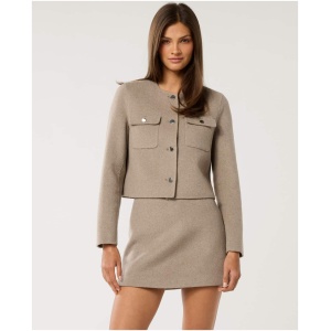 Forever New Women's Jules Felled Button Jacket in Taupe Set