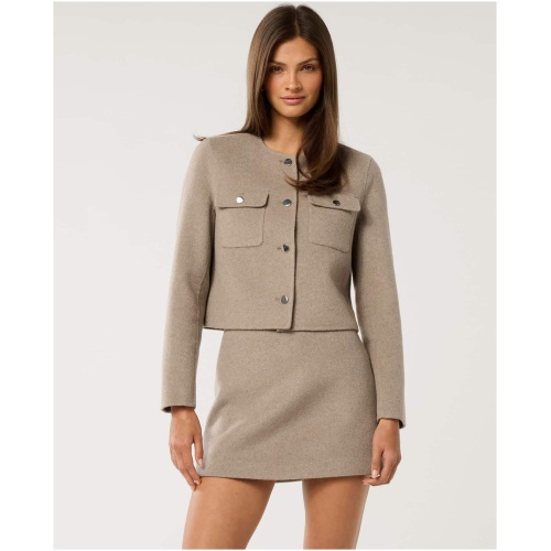 Forever New Women's Jules Felled Button Jacket in Taupe Set