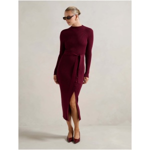 Forever New Women's Kiara Button Detail Midi Dress in Mulled Wine