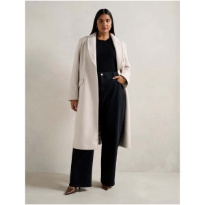 Forever New Women's Kristen Curve Shawl Collar Coat in Cream