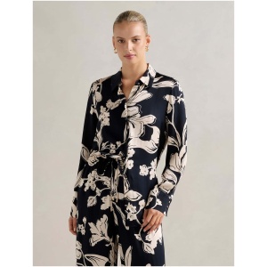 Forever New Women's Lila Longline Printed Satin Shirt in Hyl/Floral Co-Ord