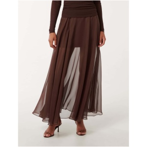 Forever New Women's Lisette Sheer Maxi Skirt in Bitter Chocolate