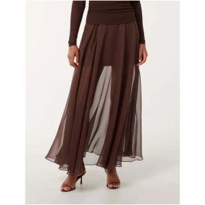 Forever New Women's Lisette Sheer Maxi Skirt in Bitter Chocolate