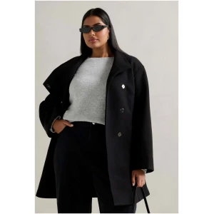 Forever New Women's Lola Curve Funnel Neck Wrap Coat in Black