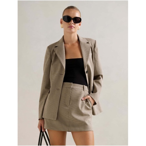 Forever New Women's Malia Sculpted Blazer Jacket in Micro Check Suit