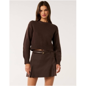 Forever New Women's Matilda Knitted Crew-Neck Jumper in Shadow Brown