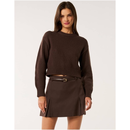 Forever New Women's Matilda Knitted Crew-Neck Jumper in Shadow Brown