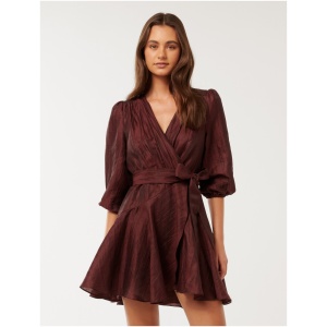 Forever New Women's Matilda Textured Wrap Mini Dress in Imperial Port