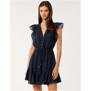 Forever New Women's Maxine Flutter Sleeve Mini Dress in Navy