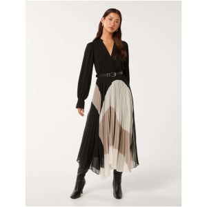 Forever New Women's Milan Belted Pleat Midi Dress in Blake Abstract