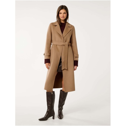 Forever New Women's Natalie Felled Seam Coat in Dusty Camel