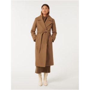 Forever New Women's Sadie Belted Coat in Dark Camel