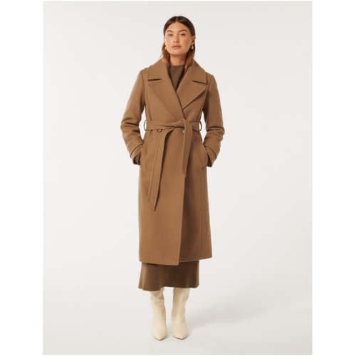Forever New Women's Sadie Belted Coat in Dark Camel