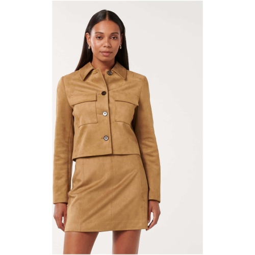 Forever New Women's Tyla Suede Jacket in Rich Caramel Suit