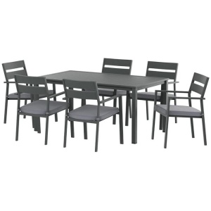 Gardeon Outdoor Dining Set 7 Piece Aluminum Table Chairs Setting Black