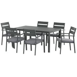 Gardeon Outdoor Dining Set 7 Piece Aluminum Table Chairs Setting Black