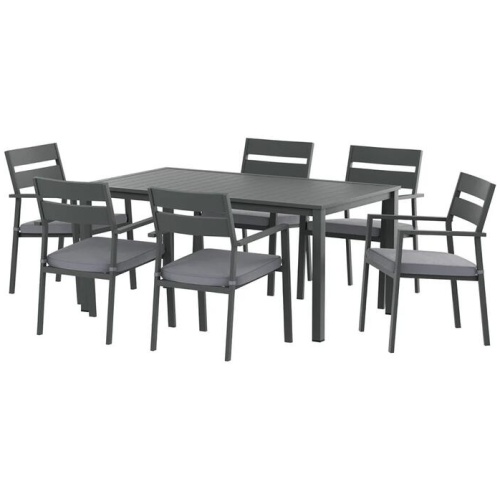 Gardeon Outdoor Dining Set 7 Piece Aluminum Table Chairs Setting Black