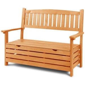 Gardeon Outdoor Storage Bench Box Wooden Garden Chair 2 Seat Timber Furniture