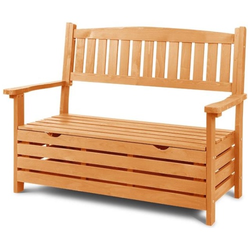 Gardeon Outdoor Storage Bench Box Wooden Garden Chair 2 Seat Timber Furniture
