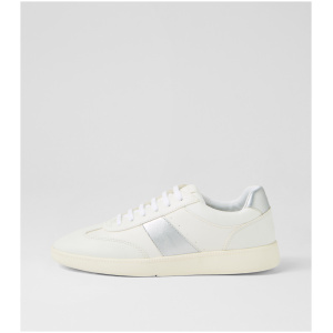 Geox D Meleda B Ge White Silver Mix Leather White Silver Sneakers Womens Shoes Casual Casual Sneakers