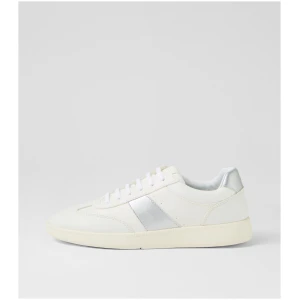 Geox D Meleda B Ge White Silver Mix Leather White Silver Sneakers Womens Shoes Casual Casual Sneakers