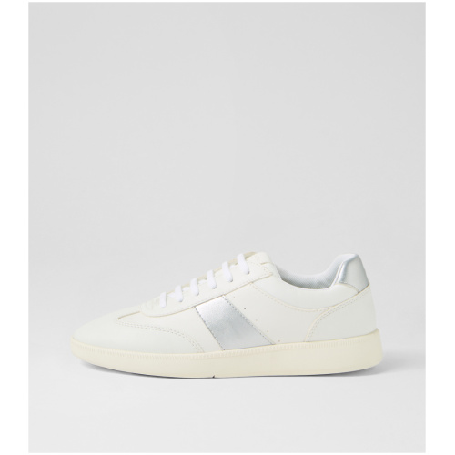 Geox D Meleda B Ge White Silver Mix Leather White Silver Sneakers Womens Shoes Casual Casual Sneakers